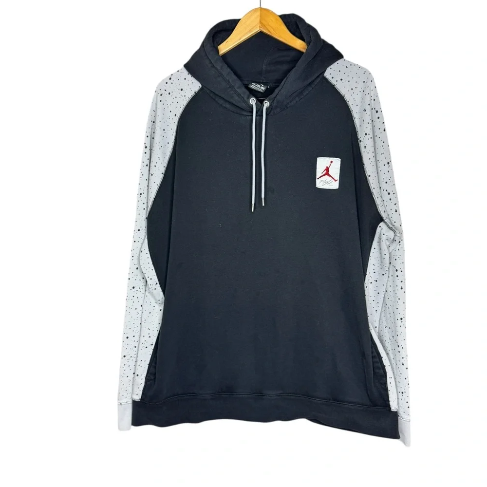 Nike Air Jordan Retro 4 Speckle Pullover Hoodie Black Gray Cement
